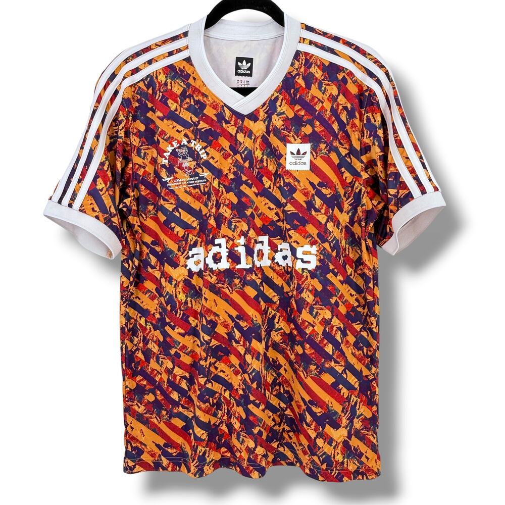 Adidas Take A Trip Crazy Eddy Allover Print Club Jersey Mens Sz Medium Orange